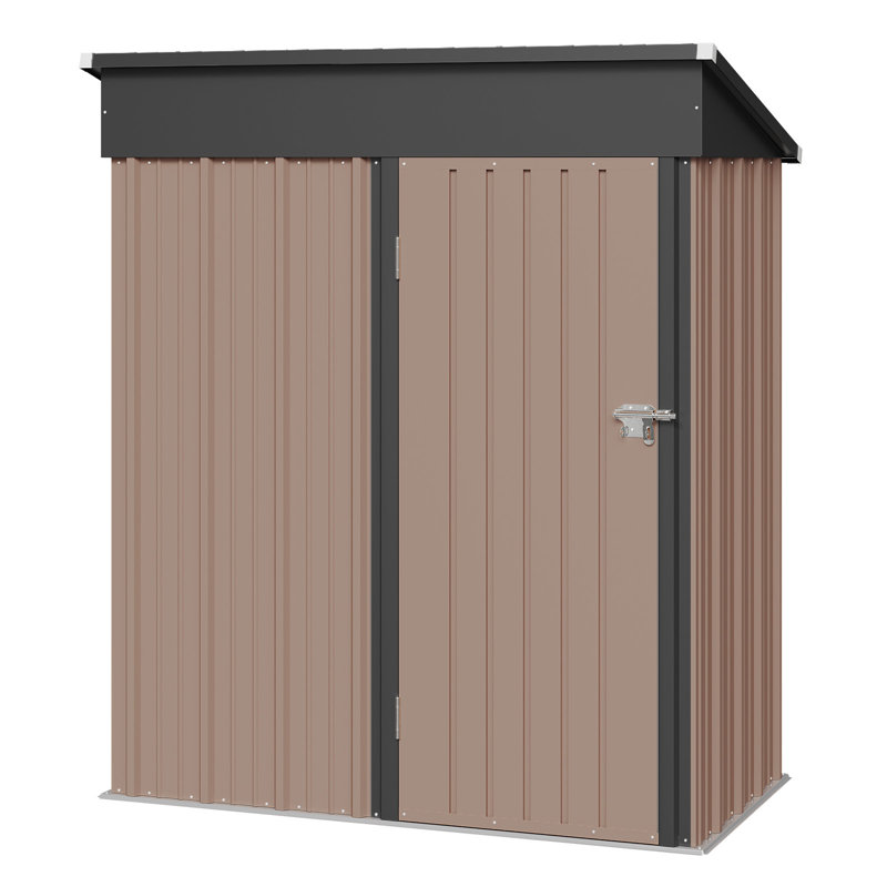 5 ft. W x 3 ft. D Galvanised Metal Storage Shed with Base & Sloping Roof , Ventilation, Brown