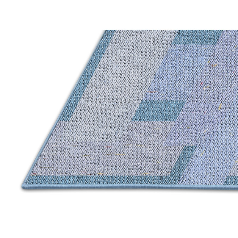 Tapis bleu tissé à la machine, Rectangle 7 pi x 9 pi