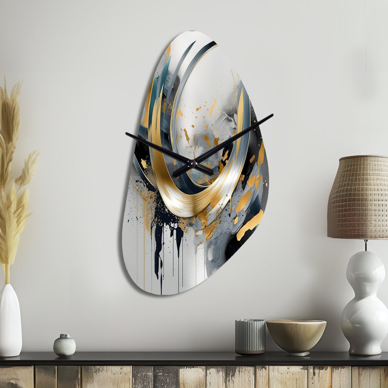 Horloge murale de forme douce et abstraite en marbre IV - impression asymétrique moderne, Grand