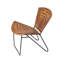  Chaise d'appoint rayée en cuir brun et fer