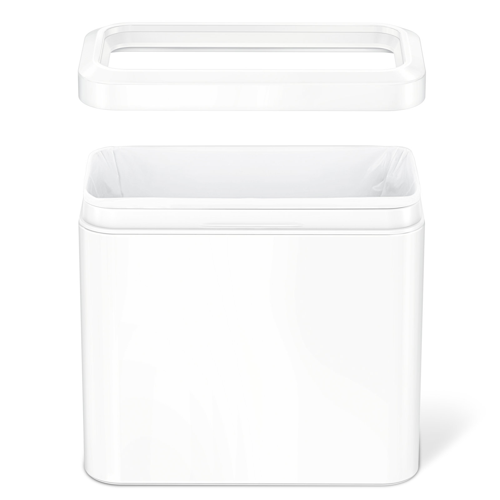 simplehuman 6.6gal Slim Open Trash Can, White
