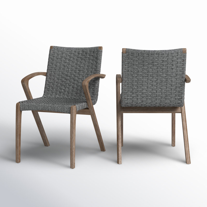 Verge Outdoor Dining Armchair, Shades of Gray Cord and Distressed Eucalyptus