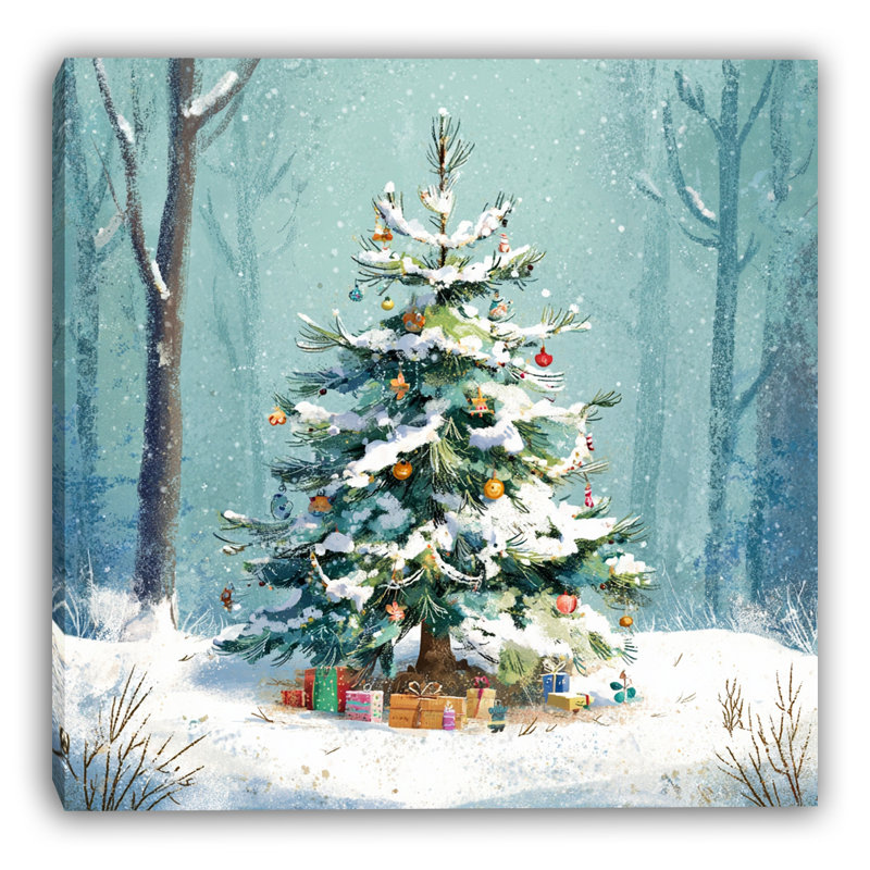 «Forest Tree with Presents», art mural sur toile tendue, H 20 po x l 20 po