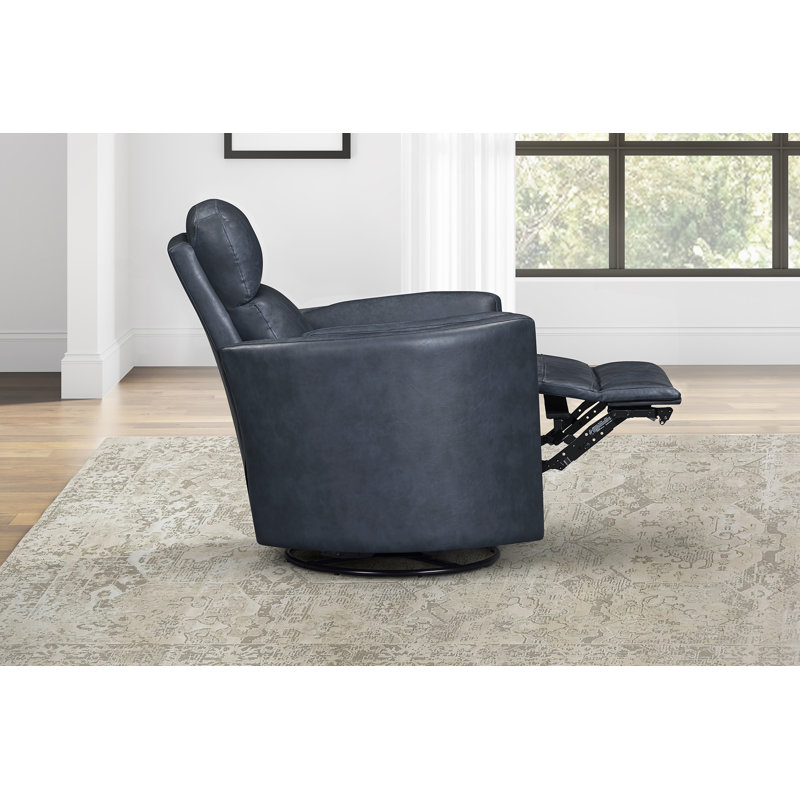 Fauteuil inclinable et oscillant électrique, Cuir fleur rétro bleu marine