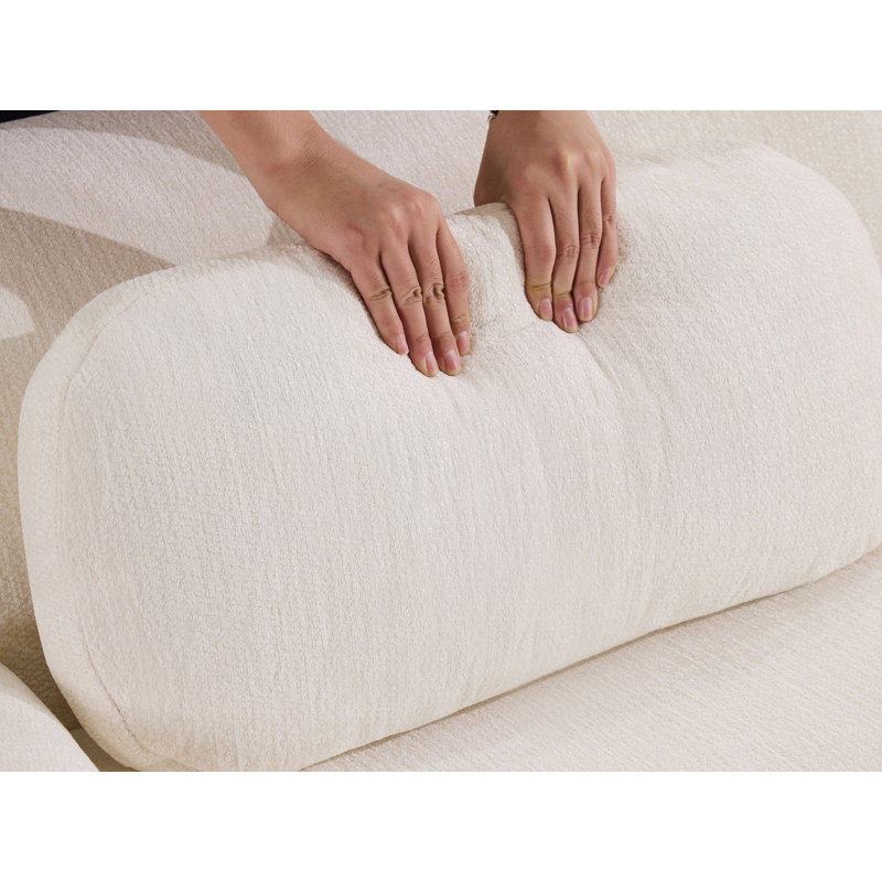 107" L-Shaped Sectional, No Assembly Required, White Chenille