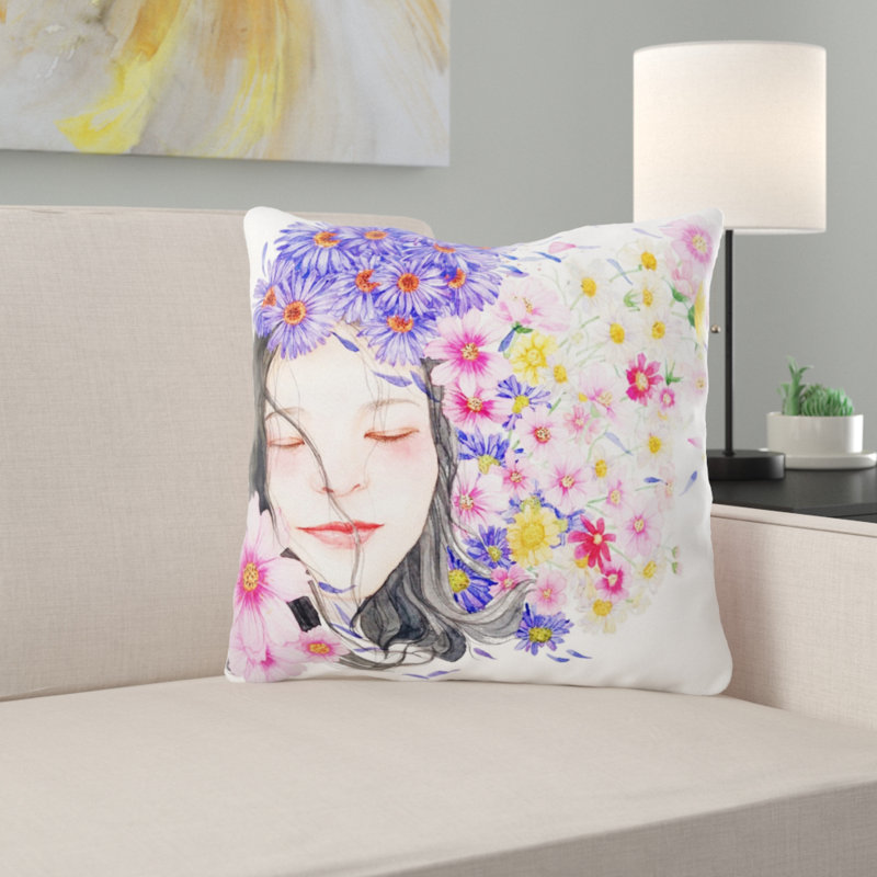 Coussin décoratif aquarelle Neillsville, Microsuède, Intérieur