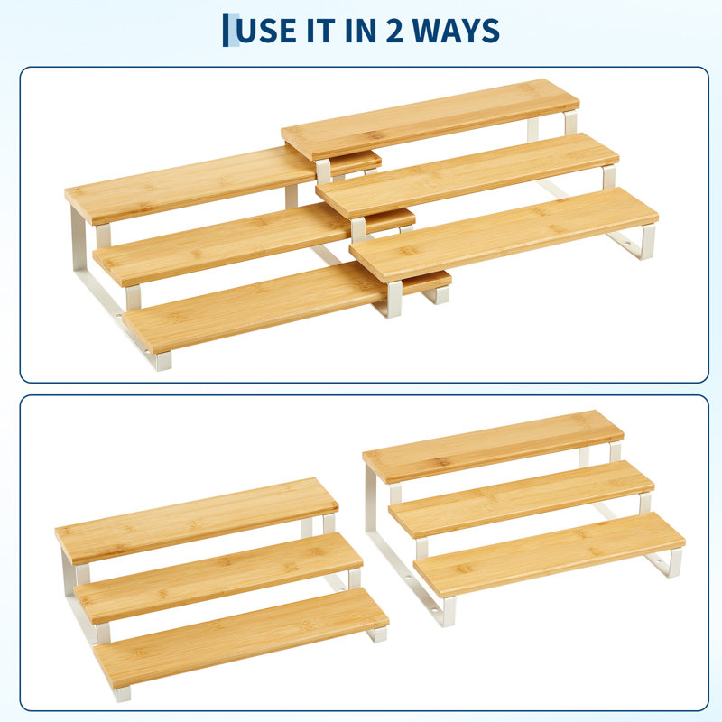Freestanding Spice Rack, 6.8 cm H x 19 cm W x 38 cm D, White/Natural
