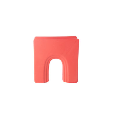 Ceramic Rectangle Vase with Top Opening and Lower Archway Stair Hole Design Body Matte Finish Torch Red..6.25"x2.50"x6.50"H