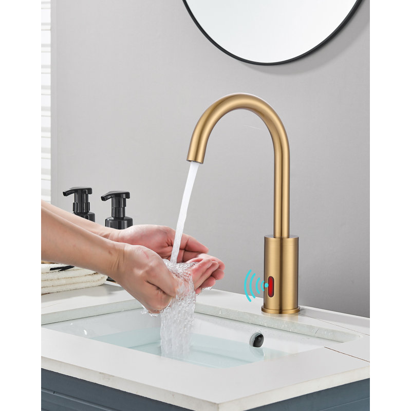 Robinet pour salle de bain à trou unique sans contact, Chrome poli