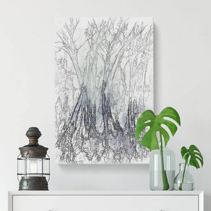 Reflection of Trees in a Forest in Abstract - Wrapped Canvas Drawing - Wrapped Canvas, 91cm H x 60cm W x 3cm D