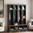 Farmhouse Wide Hall Tree With 8 Hooks, Bench And Open Compartments-2113476728