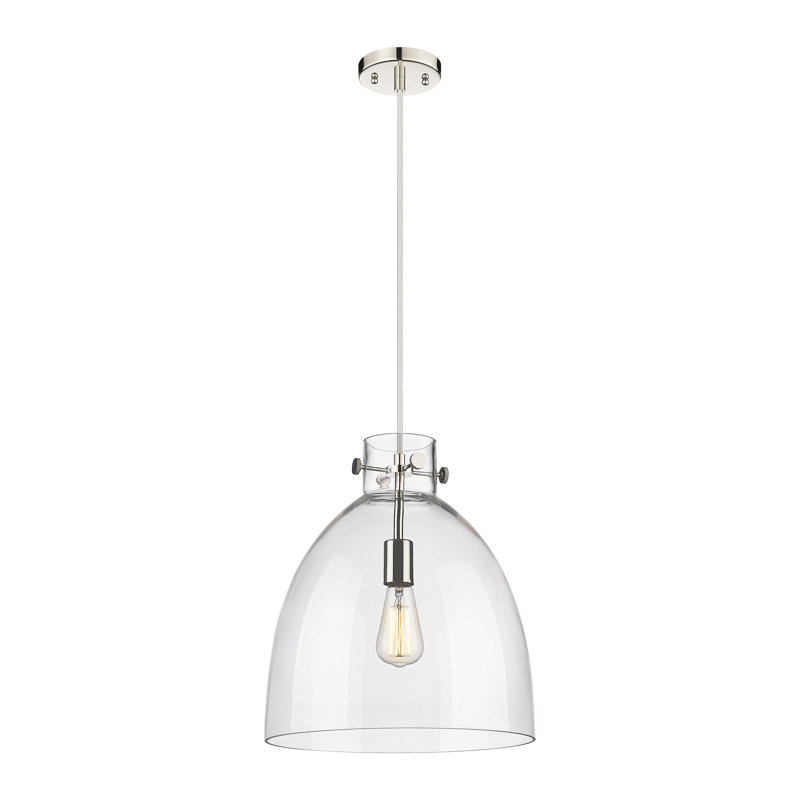Luminaire suspendu à 1 lumière Badgett, Clair, H 16 po x l 14 po x P 14 po, Nickel poli