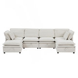 Modern Large U-Shaped Modular Sofa, Freely Combinable 6-Seater Sofa, Convertible To Sofa Bed