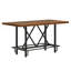Table de salle à manger à hauteur de comptoir de 63 po pour 6 personnes, table rectangulaire industrielle à hauteur de bar avec structure en métal robuste et repose-pieds, grande table de cuisine rustique brune pour la salle à manger