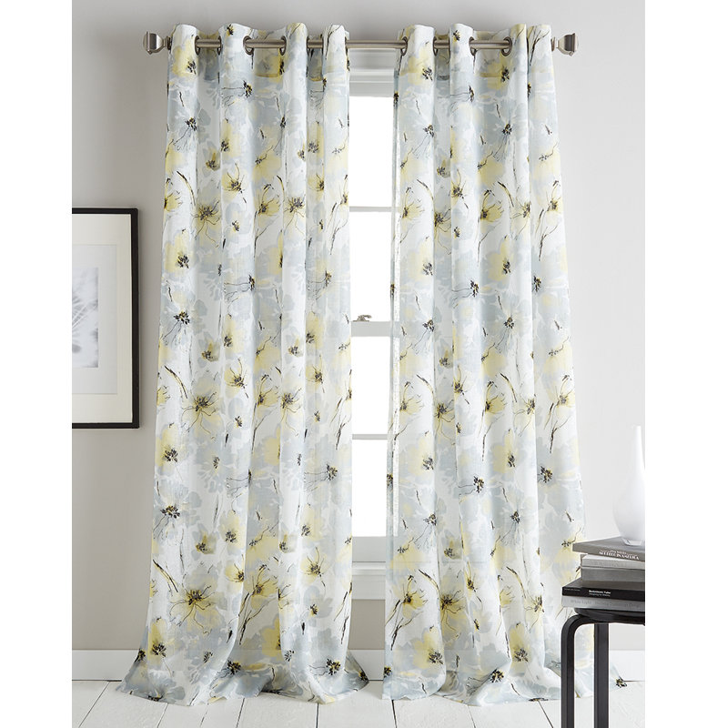 Rideau avec œillets Dkny Modern Bloom, l 50 po x L 84 po, Jaune