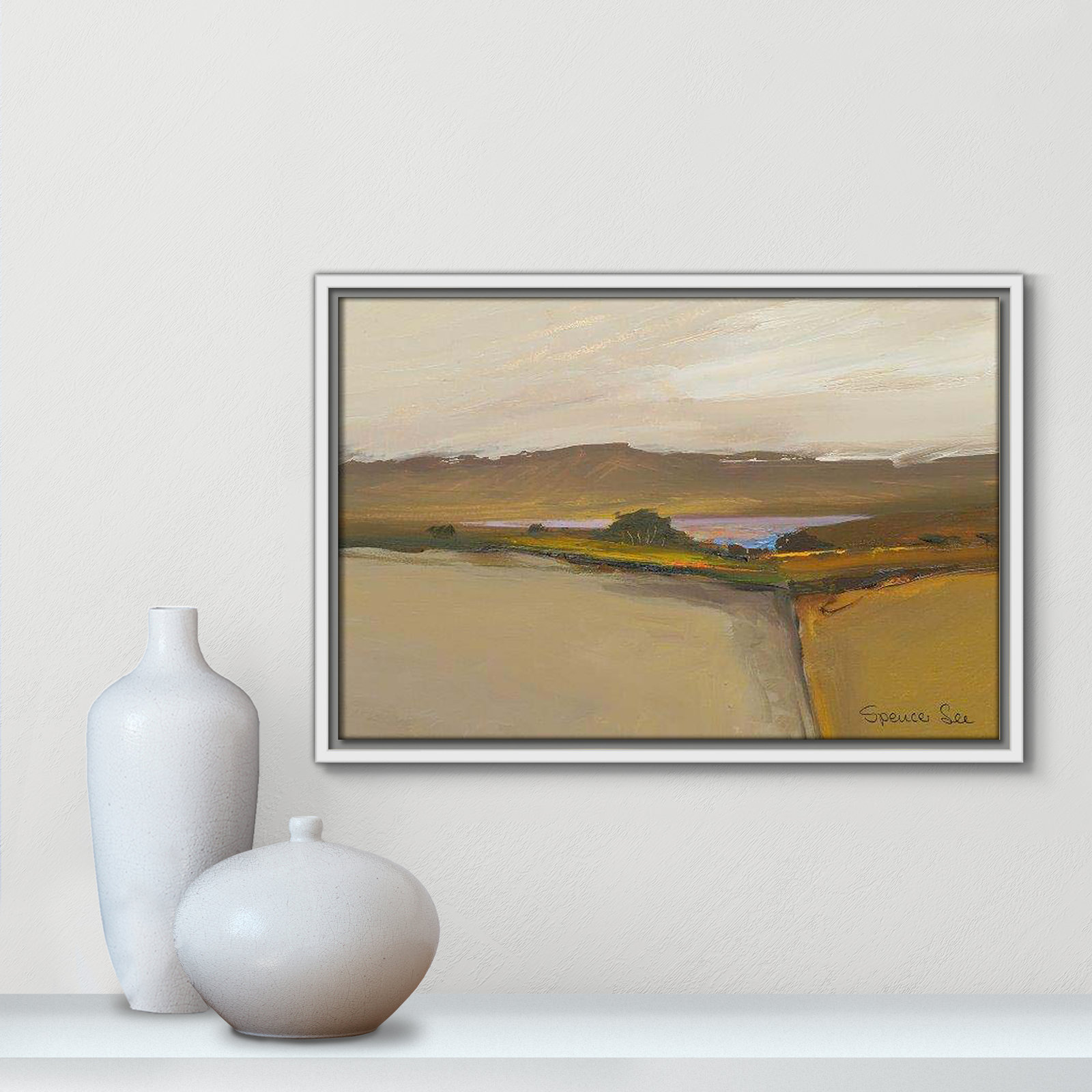 Heaven And Earth IV by Spencer Lee, 13.5'' H x 19.5'' W x 2'' D, White Framed