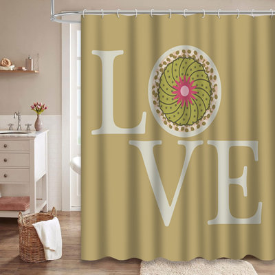 Rideau de douche romantique avec 12 crochets Cactus Love Greeting Happy Valentine