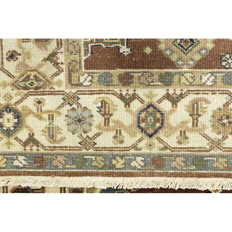 Resie Oriental Handmade Hand-Knotted Rectangle 5' x 8' Wool Area Rug in Orange