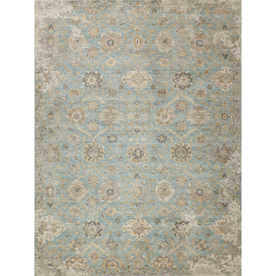 Artisan Handmade Wool/Nylon In Light Blue Area Rug
