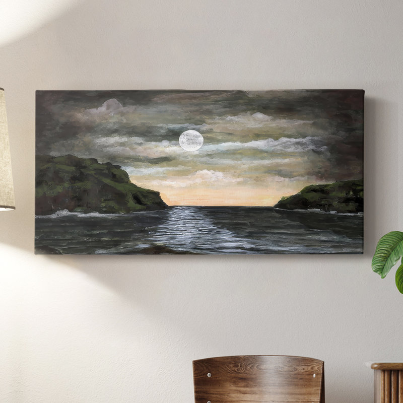 Midnight Seascape II - Toile tendue avec châssis - Prêt à accrocher, H 16 po x l 32 po