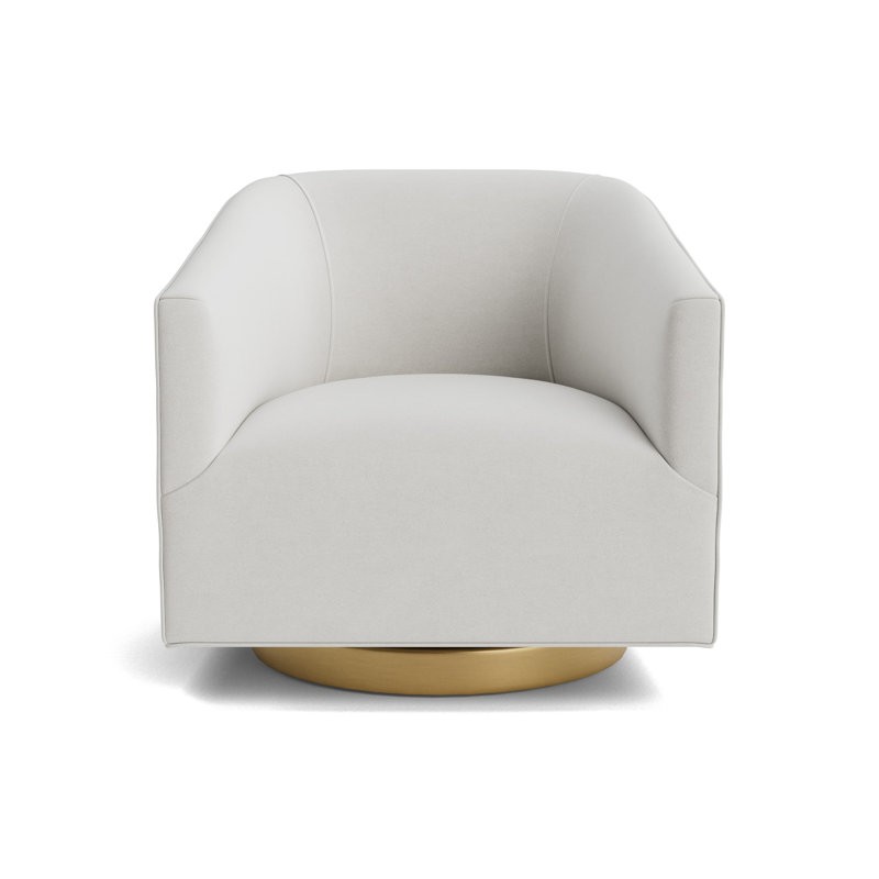 Cooper Full Swivel Chair, Performance Velvet - Silver, Brushed Brass