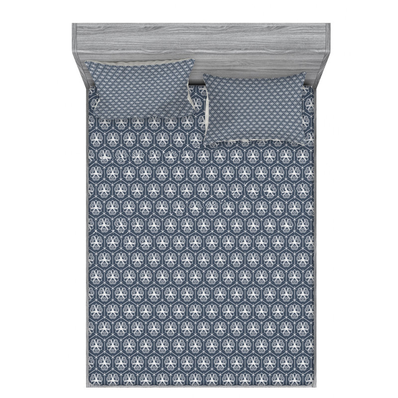 Microfiber Floral Sheet Set, Full/Double Sheet Set + Fitted Sheet