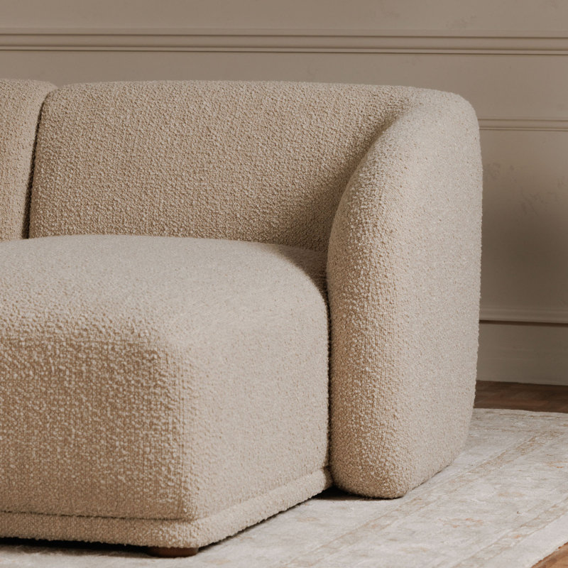 Faye 2 - Piece Chaise Sectional, Natural Bouclé, Right Hand Facing
