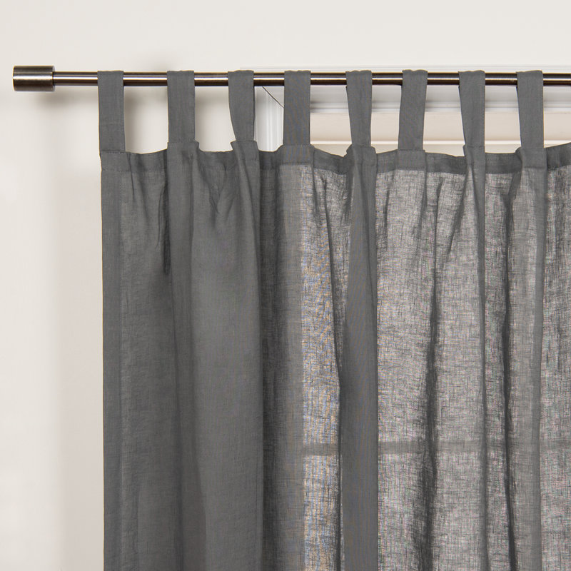 Paire de rideaux semi-transparents avec pattes Sylmar, Gris foncé, l 52" x L 84"