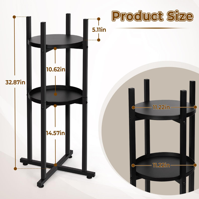 Support pour distributeur d'eau 5 gallons Support d'eau robuste avec 2 tablettes rondes, noir, Noir