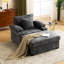 Fauteuil surdimensionné en chenille avec, conversion de lit, porte-gobelets intégrés et charge pour se détendre à la maison, tissu confortable, repose-pieds à 90 degrés, rangement dans la chambre à coucher-120914239