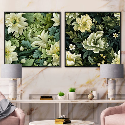 Ensemble de 2 collages floraux verts et élégance