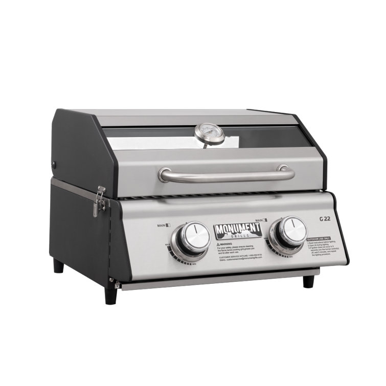Monument Grills 2-Burner Portable Tabletop Propane GAS Grill in Stainless