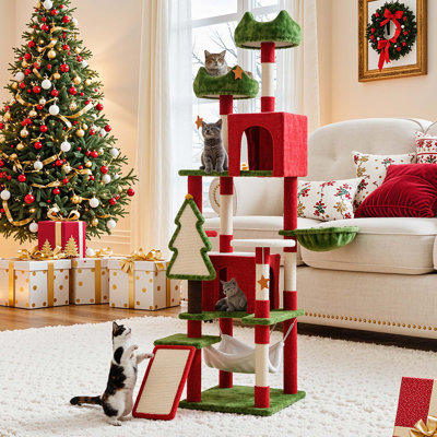 33"W Christmas Multi-Level Christmas Tree Cat Tree