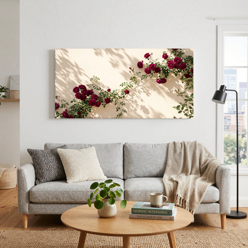 Ensemble de 1 tableau sur toile Rose Vine, 48“W x 24”H, Toile tendue