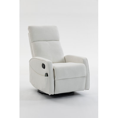 270° Swivel Glider Recliner With Heated Massage, 300LBS Stain-Resistant Velvet Recliner With Locking Handle & Deep Side Storage For Elderly, Living Room