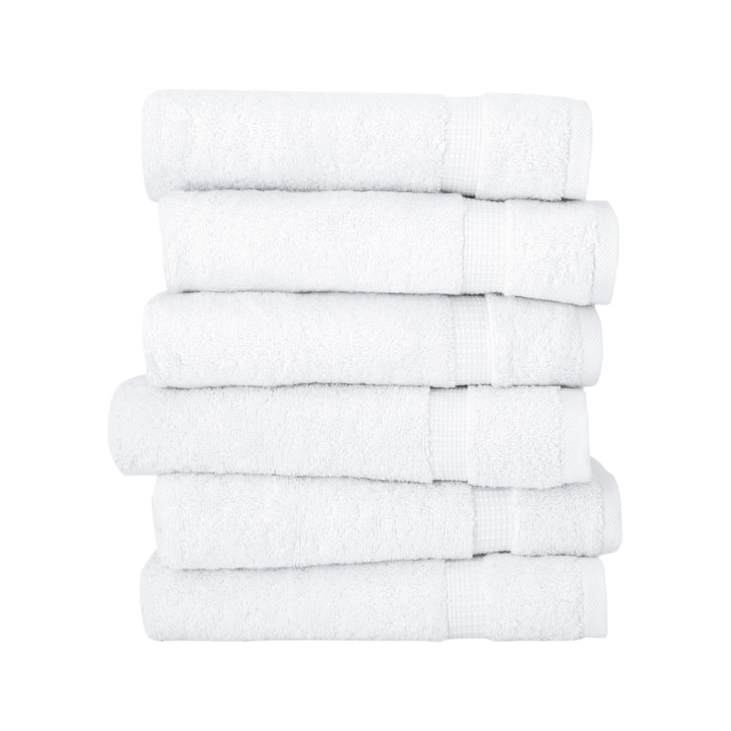 Agathon Turkish Cotton Hand Towels - Fast-Drying, Ultra Plush Bathroom Towels, Set of 6, White