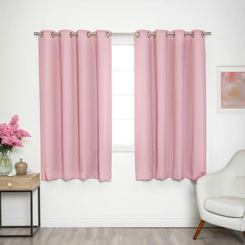 Paire de rideaux isolants avec œillets Adina Sevan, L 52 po x L 63 po, Rose clair