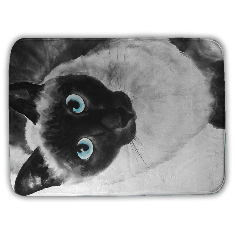 Blue eyes siamese cat Bath Mat with Non-Slip Backing - Quick Dry Memory Foam Bathroom Rug - Absorbent - Modern Plush Spa-Style - Machine Washable