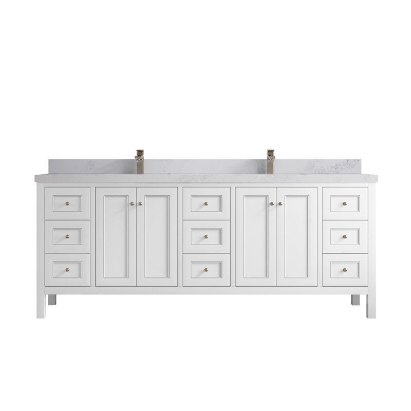 84 po Nashville X P 22 po De salle de bain double en albâtre, Evergreen, Palissandro