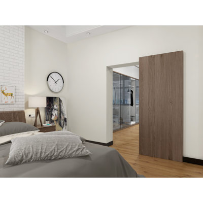 Silver Aluminum Single Door Barn Door Hardware Kit Standard Single