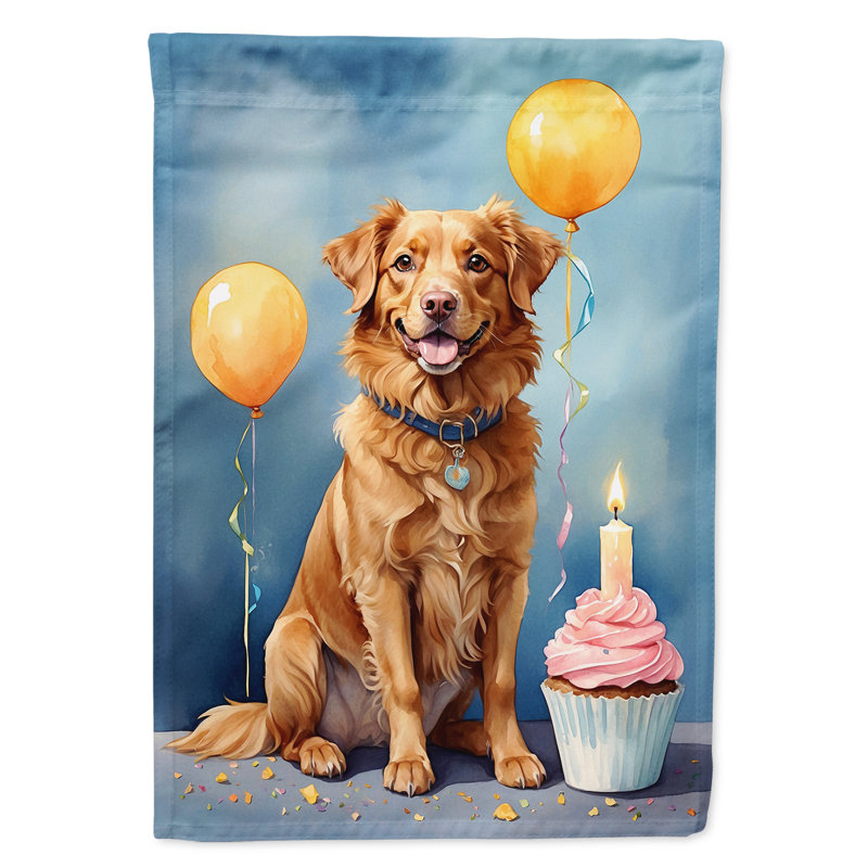 Drapeau de jardin «Happy Birthday», « Nova Scotia Duck Tolling Retriever »