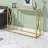 Jesse Tempered Glass Accent Table With Gold X-Design Metal Leg, 32.01" H X 42.11" W X 11.75" D