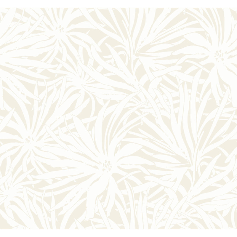 Papier peint floral avec auvent crème, Crème, crème