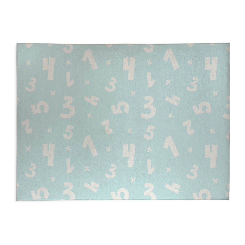 Numbers Kids Play Mat, Light Blue/White, Rectangle 3' x 5'