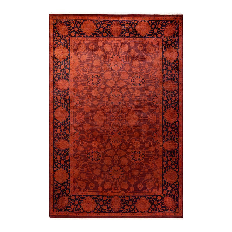 Tapis rouge nouvel âge Dahab de conception unique 6 pi 1 po x 9 pi 3 po Dahab