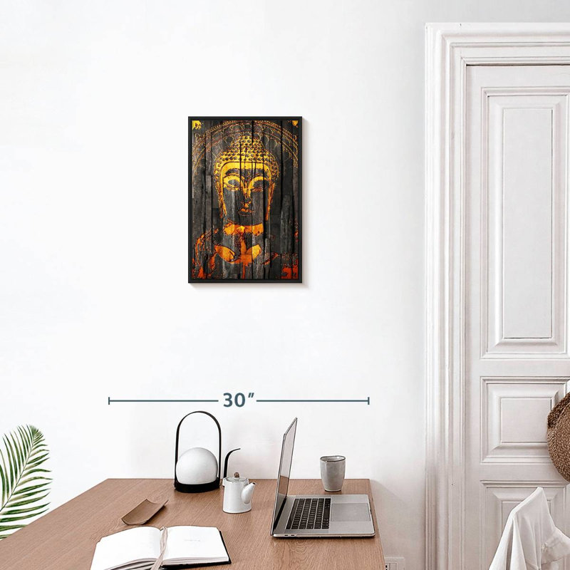 Rustic Buddha, 13" X 19", Floating Frame Black