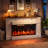 61" Electric Fireplace with Mantel, Freestanding Fireplace Heater TV Stand with 40" 3-Side Glass Insert for TVs Up to 70" with 2 Drawers for Living Room, Antique White