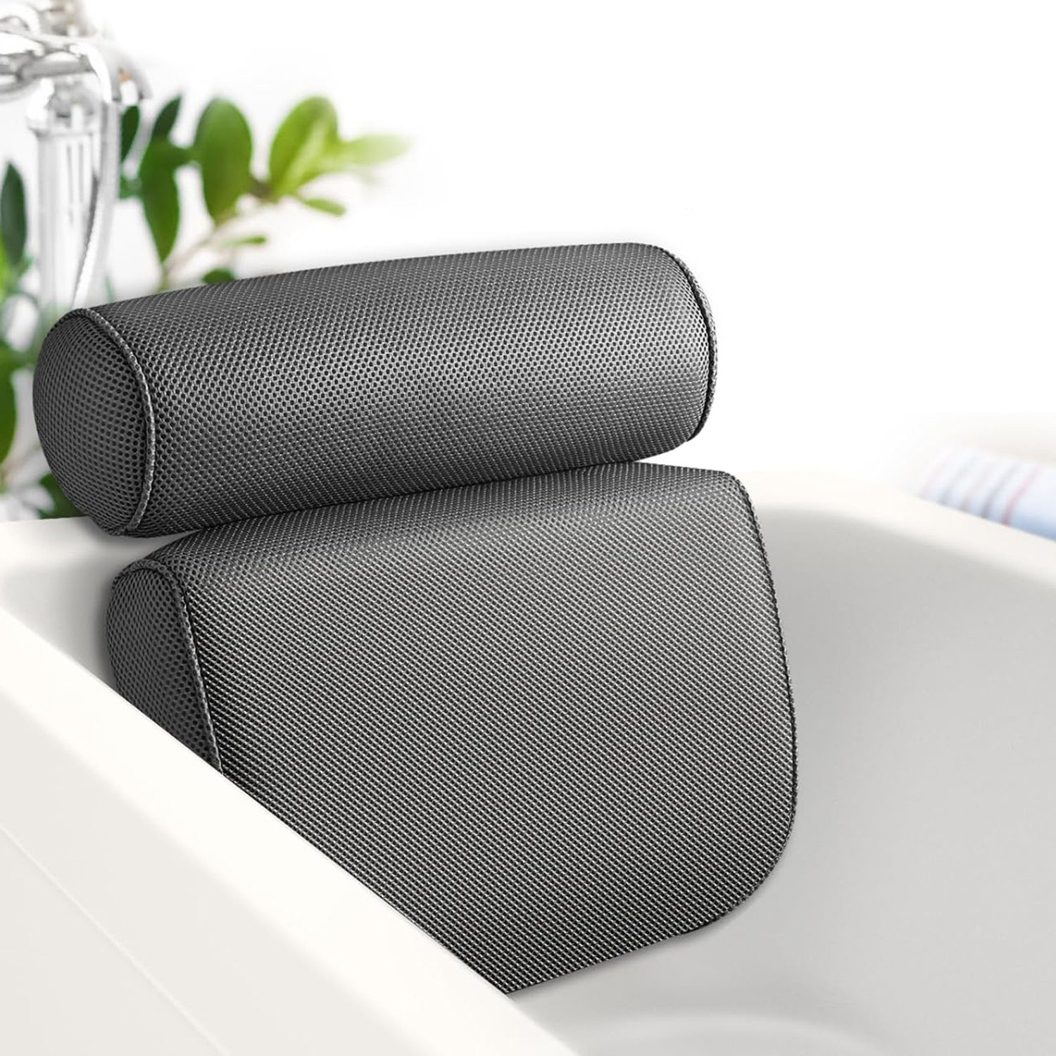 Latitude Run® Bath Pillow Bathtub Pillow with 6 Non-Slip Suction Cups, Extra Thick and Soft Air ...