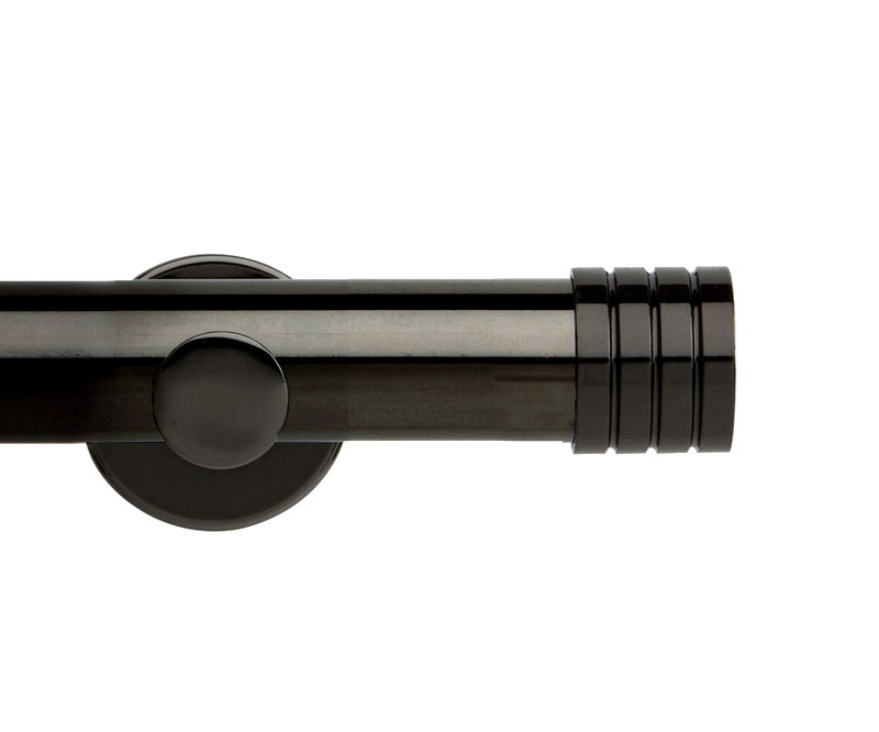 Derlene 3.5cm Single Curtain Pole, 3.50cm H x 360cm W x 3.50cm D, Black Nickel