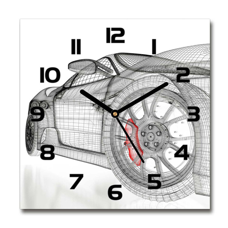 Ilie Glass Wall Clock, Black/Red/Grey